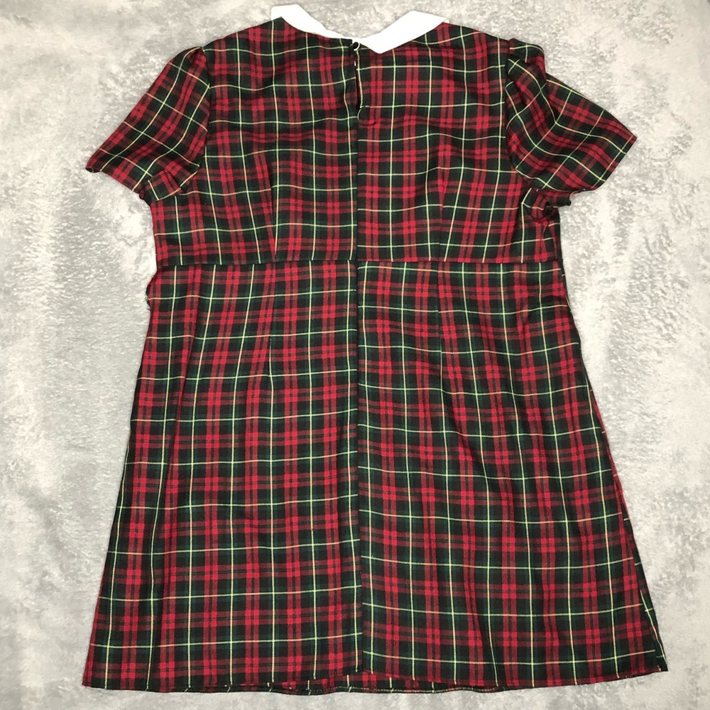 [✨️BOGO✨️] Atmosphere Red and Green Plaid Mini Dress with Bow - Picture 5 of 6